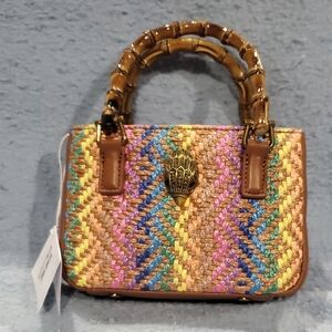 Kurt Geiger Kensington Tan and Pastel Woven Multi Colored Mini Bag